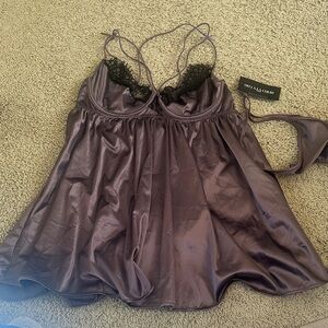 Oh La La Cheri Satin Chemise Teddy With Thongs NWT Sz L